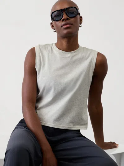 Athleta True Cotton Crop Tank In Fog Grey Heather