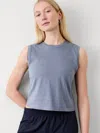 Athleta True Cotton Crop Tank In Shadow Blue