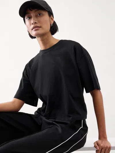 Athleta True Cotton Crop Tee In Black