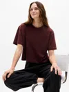 Athleta True Cotton Crop Tee In Burgundy