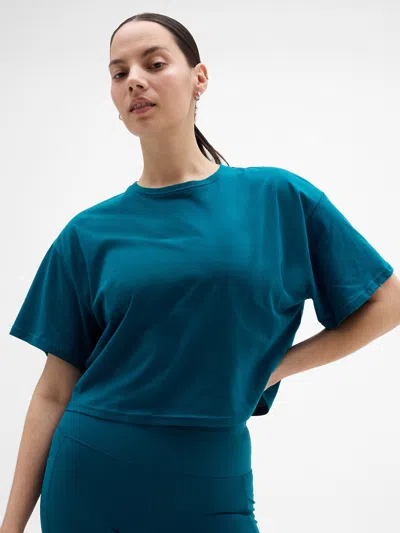 Athleta True Cotton Crop Tee In Coastal Teal