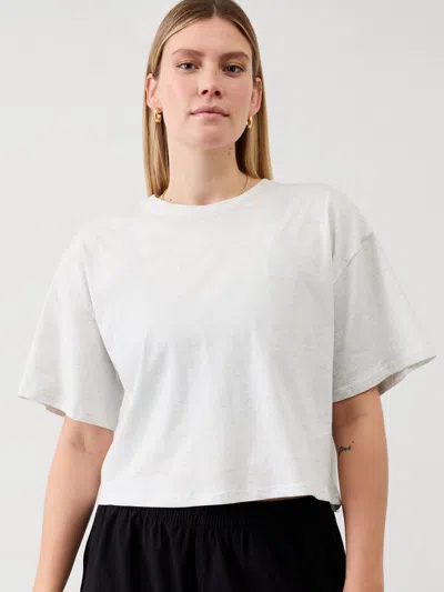 Athleta True Cotton Crop Tee In Fog Grey Heather