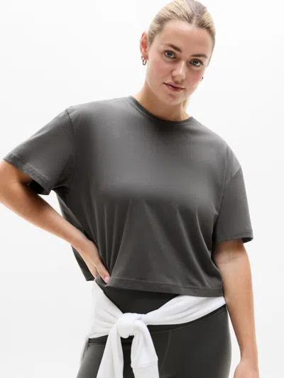 Athleta True Cotton Crop Tee In Gray