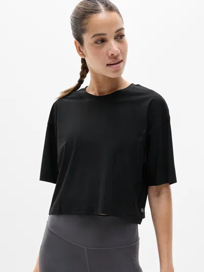 Athleta Ultimate Lasercut Crop Tee In Black