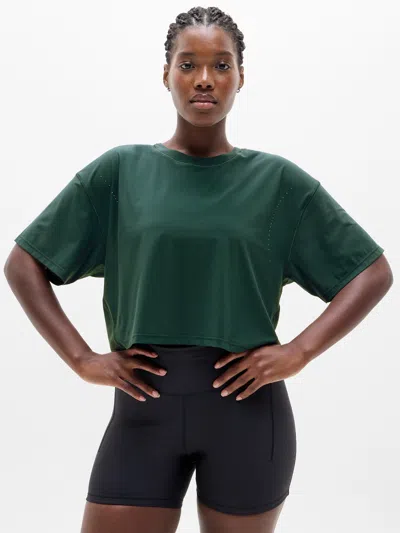Athleta Ultimate Lasercut Crop Tee In Green