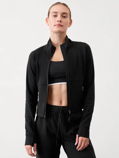 Athleta Unstoppable Cropped Full Zip In Black