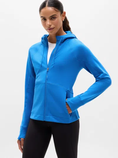 Athleta Unstoppable Fleece Lined Full Zip Jacket In Blue