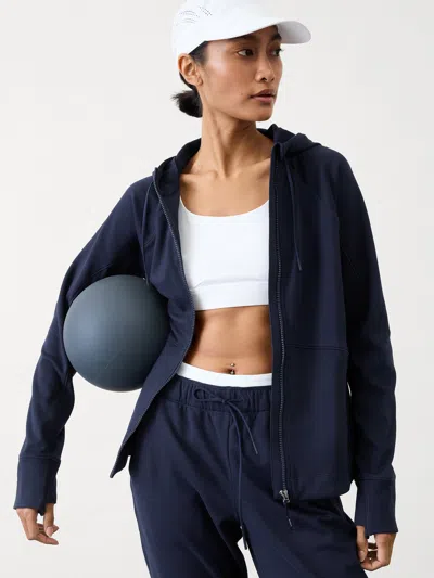 Athleta Unstoppable Fleece Lined Full Zip Jacket In Navy
