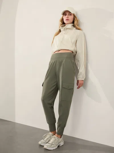 Athleta Venice High Rise Cargo Jogger In Moss