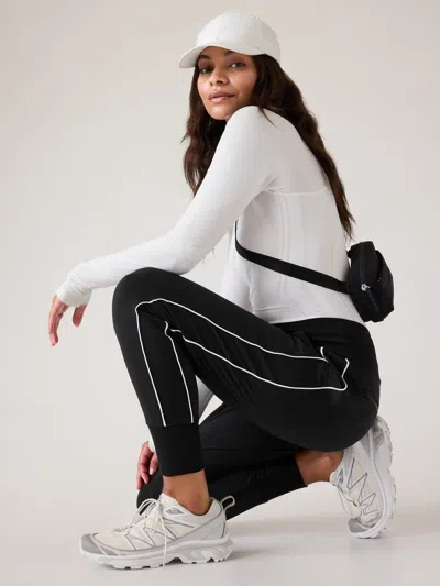 Athleta Venice High Rise Track Stripe Jogger In Black/white Stripe