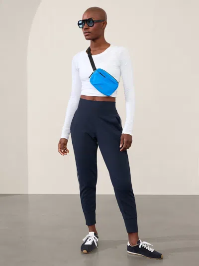 Athleta Venice High Rise Track Stripe Jogger In Navy/bright White