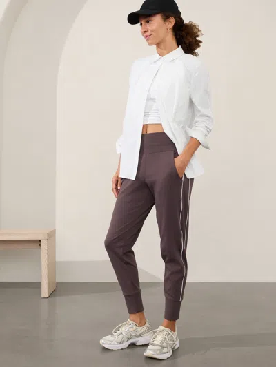 Athleta Venice High Rise Track Stripe Jogger In Shale/white