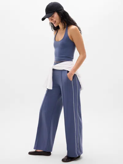 Athleta Venice High Rise Track Stripe Wide Leg Pant In Blue