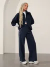 Athleta Venice High Rise Track Stripe Wide Leg Pant In Navy/bright White