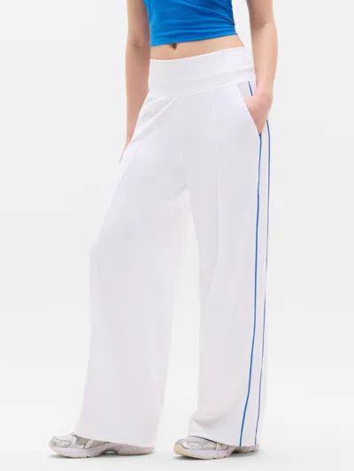 Athleta Venice High Rise Track Stripe Wide Leg Pant In White