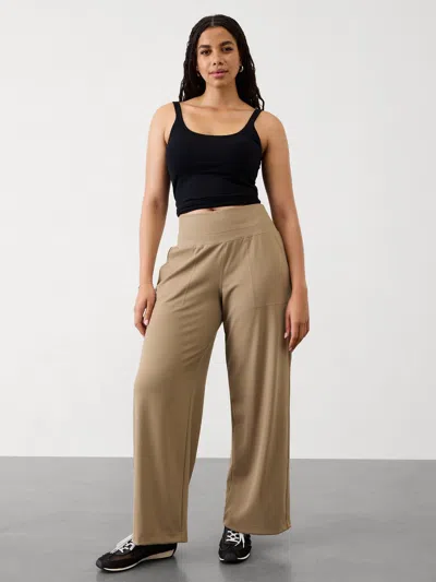 Athleta Venice Mid Rise Wide Leg Pant In Brownstone Beige