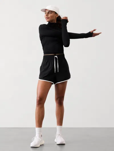 Athleta Weekender High Rise 3" Stripe Run Short In Black/white