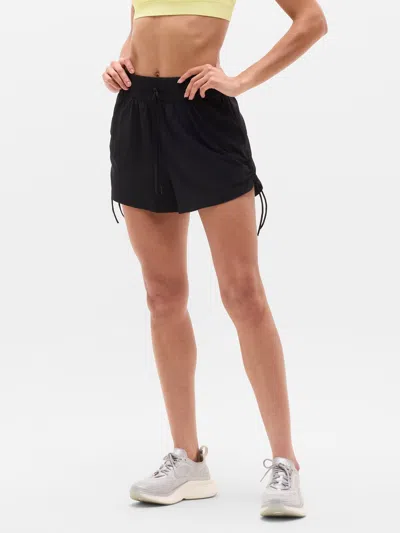 Athleta Weekender High Rise Ruched Run Short In Black
