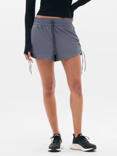 Athleta Weekender High Rise Ruched Run Short In Gray
