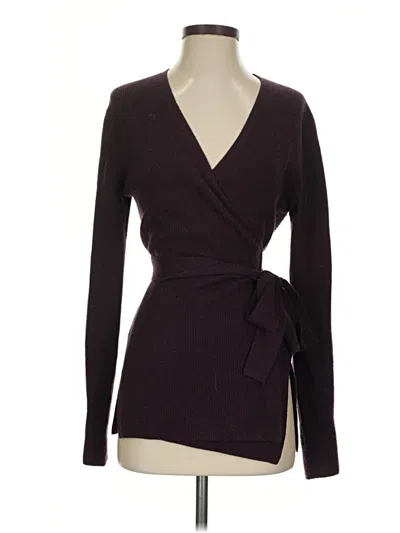 Pre-owned Athleta Wool Cardigan Sweater In Burgundy