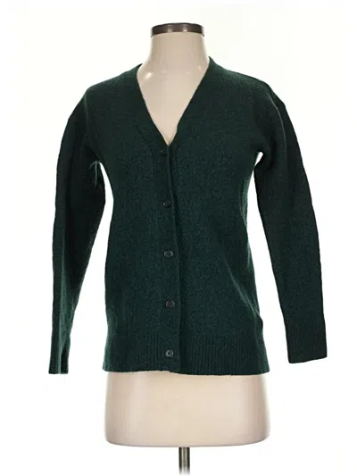 Pre-owned Athleta Wool Cardigan Sweater In Green