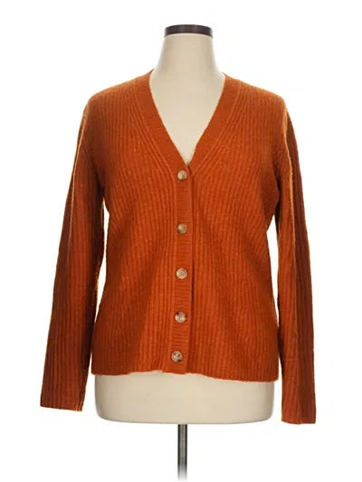 Pre-owned Athleta Wool Cardigan Sweater In Orange