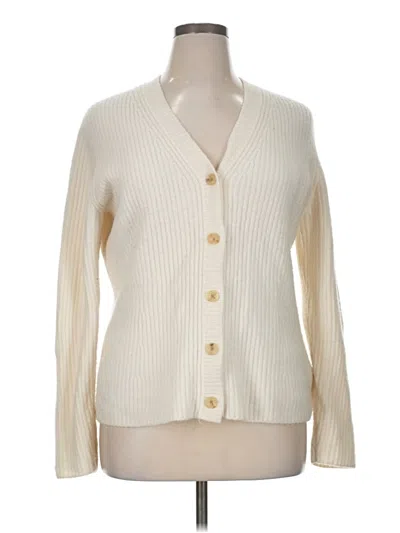 Pre-owned Athleta Wool Cardigan Sweater In White