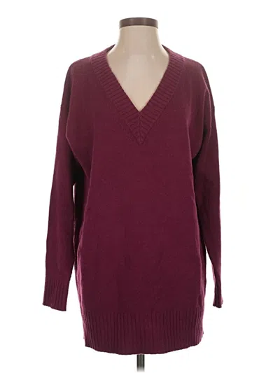 Pre-owned Athleta Wool Pullover Sweater In Burgundy