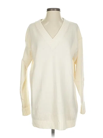 Pre-owned Athleta Wool Pullover Sweater In White