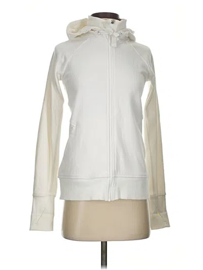 Pre-owned Athleta Zip Up Hoodie In White