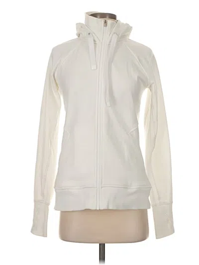 Pre-owned Athleta Zip Up Hoodie In White