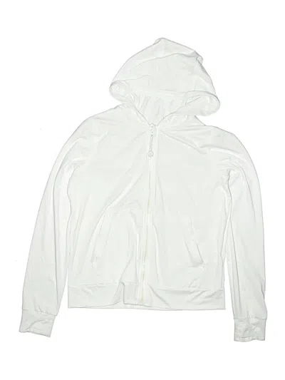 Pre-owned Athleta Kids' Zip Up Hoodie In White