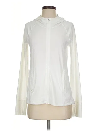 Pre-owned Athleta Zip Up Hoodie In White