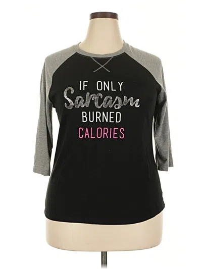 Pre-owned Athletic Works 3/4 Sleeve T-shirt In Black