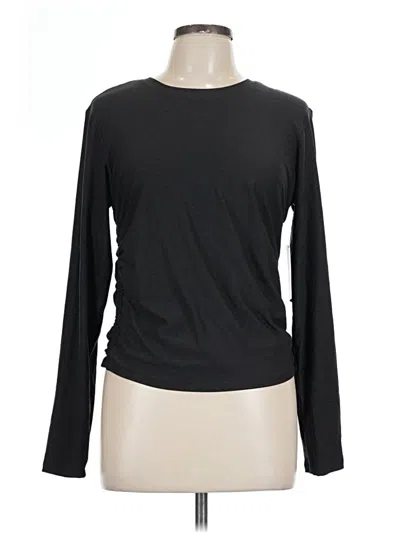 Pre-owned Athletic Works Long Sleeve Top Black Crew Neck Tops