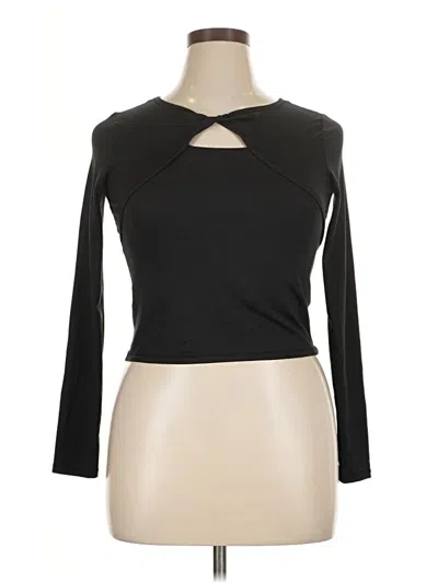 Pre-owned Athletic Works Long Sleeve Top Black Keyhole Neckline Tops