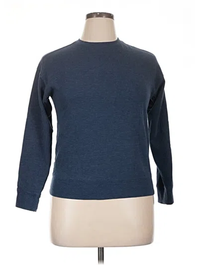 Pre-owned Athletic Works Long Sleeve Top Blue Crew Neck Tops