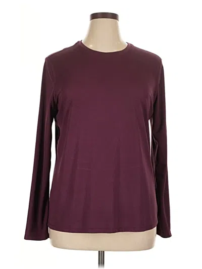 Pre-owned Athletic Works Long Sleeve Top Burgundy Crew Neck Tops