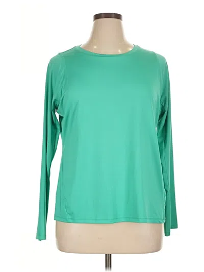 Pre-owned Athletic Works Long Sleeve Top Green Boatneck Tops