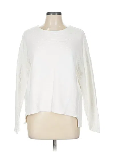 Pre-owned Athletic Works Long Sleeve Top Ivory Crew Neck Tops In White