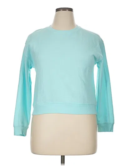Pre-owned Athletic Works Long Sleeve Top Teal Crew Neck Tops