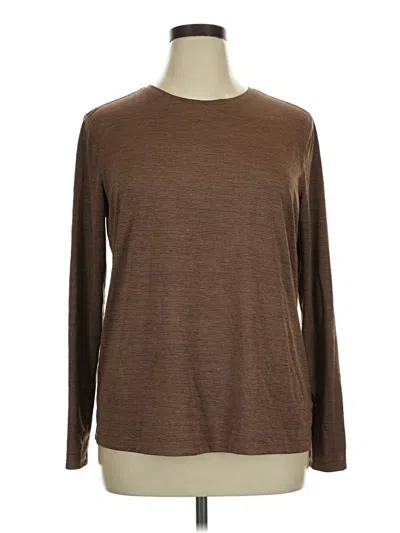 Pre-owned Athletic Works Long Sleeve T-shirt In Brown