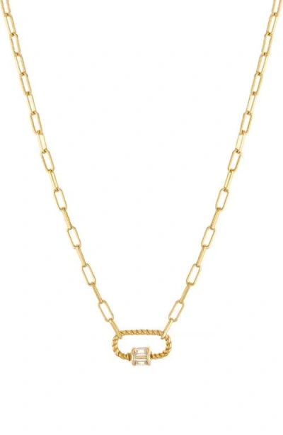 Athra Luxe Baguette Rope Link Pendant Necklace In Gold