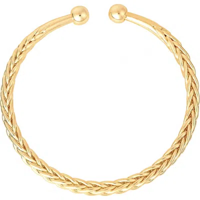 Athra Luxe Braided Rope Cuff Bracelet In Gold