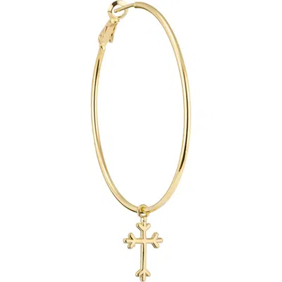 Athra Luxe Cross Charm Hoop Earrings In Gold