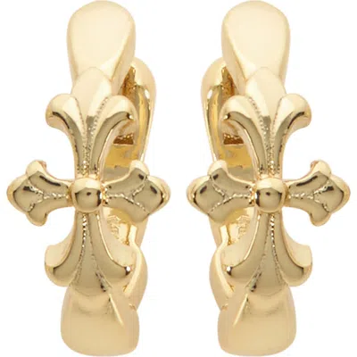 Athra Luxe Cross Huggie Hoop Earrings In Gold