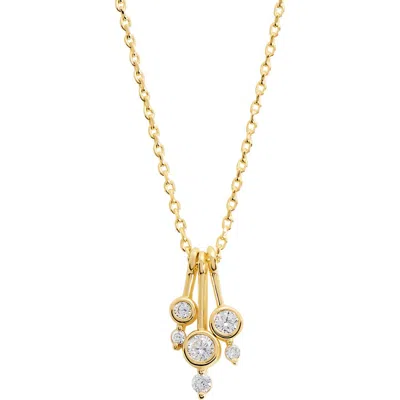 Athra Luxe Cubic Zirconia Bar Pendant Necklace In Gold