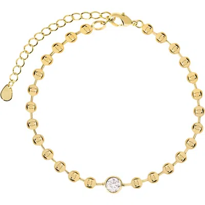 Athra Luxe Cubic Zirconia Bezel Beaded Bracelet In Gold