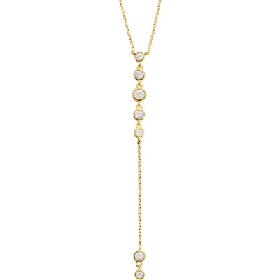 Athra Luxe Cubic Zirconia Bezel Y-necklace In Gold