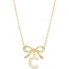 Athra Luxe Cubic Zirconia Bow Initial Pendant Necklace